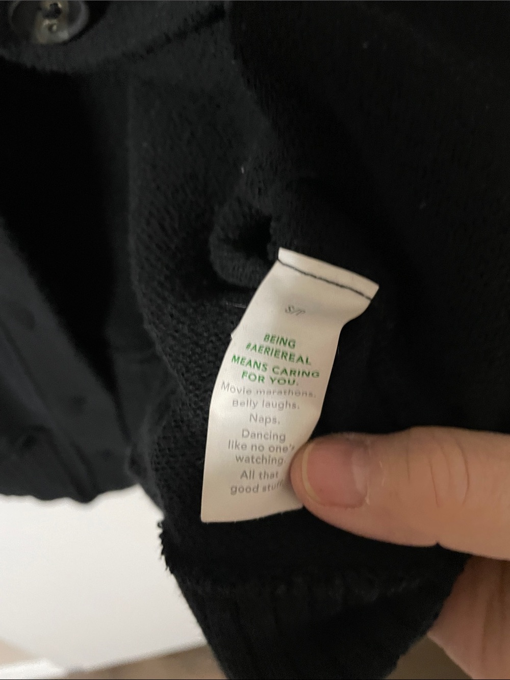 Aerie Black Button-Front V-Neck Sweatshirt Size Small - Picture 3 of 4
